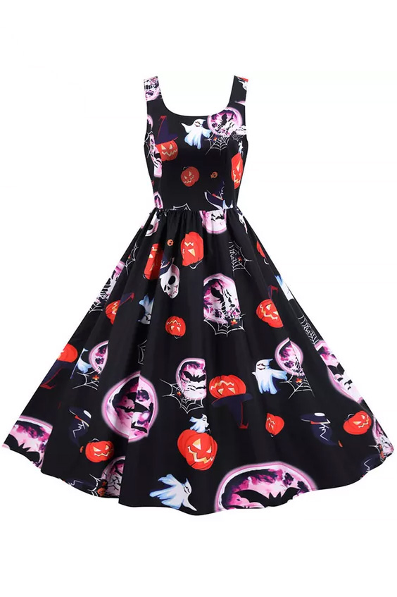Robe Halloween Déguisement Sang - Imprimé Effrayant - Style Punk Sexy - Pour Soirée Déguisée, Fête D'Halloween