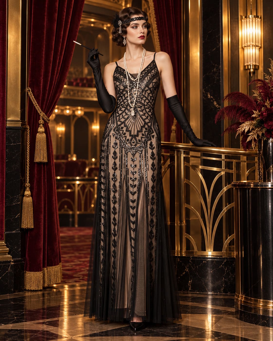 Robe Charleston Longue à Bretelle Spaghetti