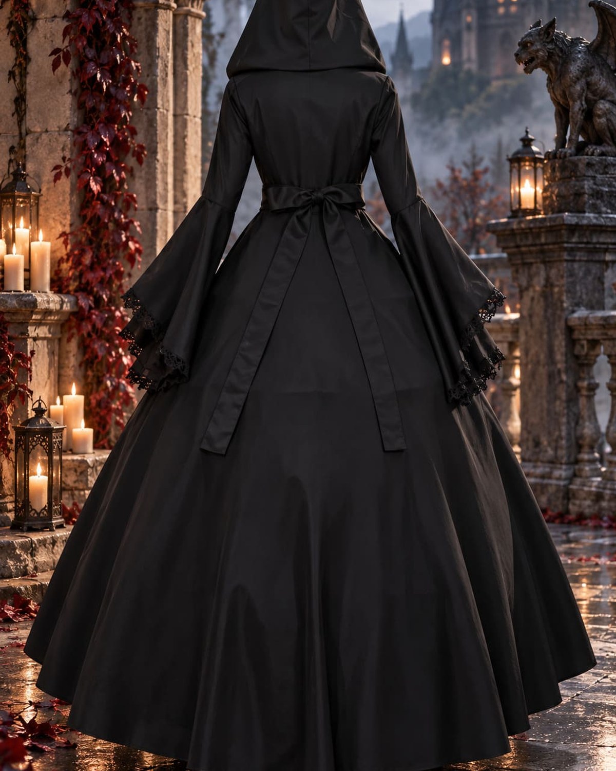 Robe Victorienne Gothique à Capuche